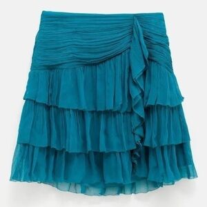 Ulla Johnson Ella Mini Skirt Crinckled Silk in Montego NWT